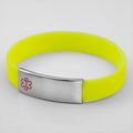 Yellow Silicone Bracelet & Stainless Steel Medical Tag LG